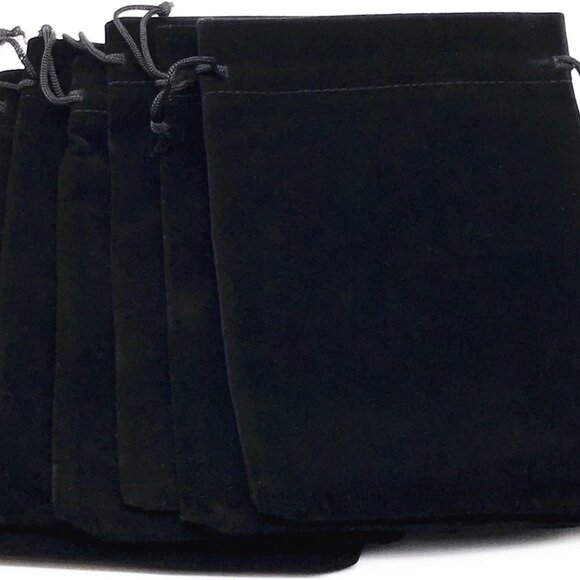 6pcs 7" X 5" Velvet Cloth Jewelry Pouches/Drawstring Bags Black - Picture 1 of 5